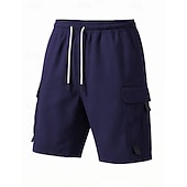 voordelige Vakantie-Voor heren Ladingbroek Cargoshorts Korte broek Casual korte broek Zak Elastische taille Effen Knielengte Casual Buiten Streetwear Modieus Streetwear Zwart Marineblauw Inelastisch