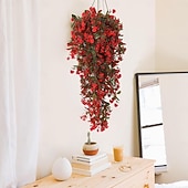 preiswerte Künstliche Pflanzen &amp; Grünpflanzen-4 künstliche grüne Kunststoffblumen, künstliche Hängepflanzenranken, UV-beständig, geeignet für die Dekoration von Haus- und Gartenwänden, Büros, Hochzeiten, Partys und Hängekörben.