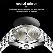 economico Orologi meccanici-Orologio automatico da uomo - lussuoso orologio da polso automatico da lavoro in acciaio inossidabile bicolore oro con datario, impermeabile, luminescente, regalo elegante per marito, papà e figlio