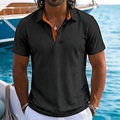 ieftine Polo clasic pentru bărbați-Bărbați Texturat Tricou polo din tricot Waffle Casual Afaceri Clasic Manșon scurt Modă Modern Culoare solidă Texturat Uscare rapidă Bloc de Culoare Vară Primăvară Fit regulat Negru Alb Bleumarin