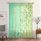 economico Tende trasparenti-Tenda trasparente per finestre, adatta a tutte le stagioni, per camera da letto e soggiorno, con asta, motivo floreale dipinto a inchiostro, effetto morbido e nebbioso, elegante e leggera.