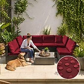 economico Copertura per Cuscini da Patio-Confezione da 9 fodere per cuscini da giardino, fodere di ricambio per divano da esterno, include 5 schienali e 4 cuscini, impermeabili con cerniera, per set di mobili da giardino da 9 pezzi.