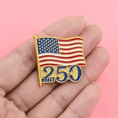 baratos 250º Aniversário dos EUA-Conjunto de 8 pins de esmalte comemorativos do 250º aniversário dos EUA, com emblemas patrióticos de metal, incluindo a bandeira dos EUA em estilo cartoon e a Estátua da Liberdade. &amp;Águia-careca,