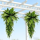 levne Umělé rostliny a zeleň-Bostonská kapradina, závěsná kombinace rostlin, umělé rostliny vyrobené z vysoce kvalitních materiálů odolných vůči UV záření, vhodné pro moderní svatební zahradní dekoraci