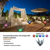 billige Landskapslys-1 stk utendørs solcelledrevet dekorativ lampe i metall av agave, fargeskiftende LED, hage, gårdsplass, plen, gangstibelysning – perfekt for bryllup, høytider, fester, terrasse og stemningsfull