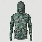 baratos Tops-Homens Camisa de Trilha Camisa de pesca Camisa com proteção UV Manga Longa Com Capuz Blusas Ao ar livre Proteção Solar UV Respirável Verão Primavera Terileno Preto Branco Vermelho Pesca Alpinismo