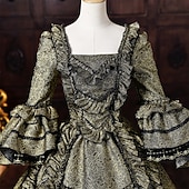 economico Vestiti-Rococò Barocco Abito da Ballo Lunghezza al pavimento Vestito Abito da Ballo Lunghe Principessa Sposa Pizzo Floreale Abito da ballo Collo quadrato Costume Per donna Reale Halloween Carnevale Mascherata