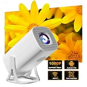 זול מקרנים-מקרן מיני חכם עם אנדרואיד 11.0, מקרן נייד עם wifi 6 בלוטות', תמיכה ב-1080p, מקרן סרטים מסתובב 180 מעלות עם קיזוז אוטומטי, מקרן קולנוע ביתי ל-iOS/אנדרואיד/HDMI