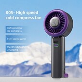 abordables Ventilateurs-Ventilateur portable avec compresse froide, mini-ventilateur 3 en 1 rechargeable par USB, utilisable à la main, sur pied ou à suspendre, idéal pour les voyages et le maquillage.