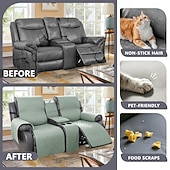 voordelige Fauteuilhoes-100% waterdichte hoes voor relaxbank, tweezitsbank, morsbestendig met middenconsole, antislip, gewatteerde bankbeschermer, bankhoes voor 2-zits relaxbank, meubelhoes voor thuis