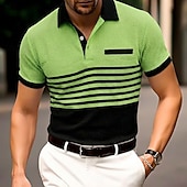 abordables Polo classique pour homme-Homme Chemise de golf Polo en Tricot Gaufré Occasionnel Affaires Classique Manche Courte Mode Moderne Couleur Unie Rayé Boutons Été Printemps Coupe régulière Blanche Bleu Roi Vert Kaki Gris Chemise