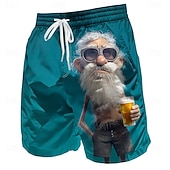billiga Retro Vintage &amp; Etik-Herr Rolig Öl Gammal man Badshorts Boardshorts Medium Midja Retro / vintage Utomhus Semester Vardag Sidfickor Mesh foder Elastisk dragsko i midjan Designer Kläder