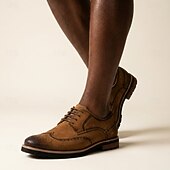halpa Oxford-kengät-Miesten ruskeat siipikärkilliset brogue-puvunkengät, klassiset nauhalliset business-kengät, muodolliset oxfordit kypsille miehille, toimistovaatteet, häät, juhlat ja smart casual -tapahtumat