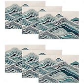 お買い得  Placemats＆Coasters＆Trivets-夏の海をイメージしたダイニングプレイスマット、ポリエステル100％の長方形テーブルマット、海の幾何学模様デザイン、洗濯機洗い可能、耐熱性、耐久性のあるテーブルプロテクター、モダンなホームキッチン