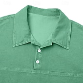 preiswerte Klassisches Poloshirt für Herren-Herren Baumwoll-Poloshirt Lässig Urlaub Klassisch Langarm Mode Basic Einfarbig Einfach Vintage-Stil Gewaschen Winter Frühling &amp; Herbst Ganzjahres Lässiger Schnitt Schwarz Hellgrün Rosa Marineblau
