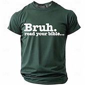  Bruh Read Your Bible Funny Christian Men's Sarcastic Religious Meme T Shirt Graphic Crew Neck Short Sleeve Church Youth Group Gift for Son Designer Clothing Apparel