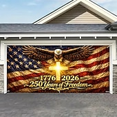 billige 250. jubileum-Dekorasjon til garasjeportdeksel i anledning av 250-årsjubileet i USA, bakgrunn med fotografi av ørnen fra 4. juli, Amerika 1776-2026, USA-banner for uavhengighetsdagen, patriotisk dekor