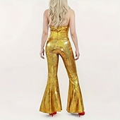 voordelige Outfits-Retro vintage Schijf Jaren '80 Jumpsuit Mouwloos Schijf Glanzend metallic Halternek Kostuum Dames muziekfestival Feest Nachtclub Volwassenen Jumpsuit Zomer