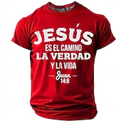  Camiseta Gráfica de Hombre Biblia Jesús Es El Camino La Verdad y La Vida Juan 14 6 Escritura Bíblica Cristiana Religiosa Camiseta Casual Manga Corta Ropa de Iglesia Ropa de Diseñador