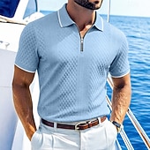 halpa Miesten Klassinen Polo-Miesten Polo Poolopaidat Kausaliteetti Katu Kauluskäänne Lyhythihainen Perus Moderni Geometrinen Tavallinen Kevyt Napit Kesä Kevät Loose Fit Musta Valkoinen Viini Laivaston sininen Tumman vihreä Khaki