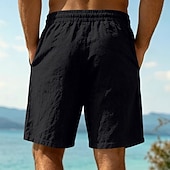 abordables Vacances-Homme Shorts Shorts en Lin Shorts d'été Shorts de plage Cordon de serrage Taille Élastique Uni Confort Respirant Longueur Genou Quotidien Extérieur Fête Vacances Mode Noir Blanche Non Elastique
