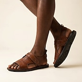 abordables Sandales décontractées-Sandales marron à bout ouvert et bride arrière pour homme, chaussures d'été décontractées et confortables, légères et idéales pour les vacances à la plage, les voyages, les séjours en station balnéaire et les loisirs quotidiens.