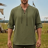  Médiéval Renaissance Chemise Pirate Viking Déguisement Homme Viking Pirate Halloween Carnaval Performance LARP Foire de la Renaissance Adulte Chemise Printemps & Été