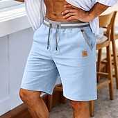 economico Vacanza-Per uomo Shorts Shorts di Lino Pantaloncini Estivi Shorts da Spiaggia Coulisse Tasca Elastico in vita Tinta unica Blocco di colori Tinta unita Comodità Traspirante Corto Casuale Quotidiano Spiaggia
