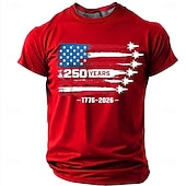 billiga Patriotiska 250 T-shirts-4 juli 2026 250:e Herr Amerikanska amerikanska flaggan Rolig Slang T-shirt Kortärmad T-shirt 3D-tryck Rund hals Skjorta Mode Dagligen Dagligen Gata Blå Ljusblå Grapefruktljung Sommar Vår Kläder S M L