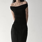 economico T-shirt semplice-Per donna Maglietta Arricciato Semplice Elegante Moda Sexy Senza Maniche Senza Spalle Top Regolari Quotidiano Uscire Weekend Nero Bianco Estate Primavera
