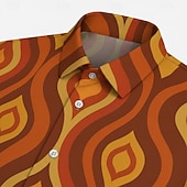  Retro / vintage Hippie 1970erne قميص Korte ermer Hippie Geometrisk Linjer / bølger Kostyme Herre musikk festival Fest Dagligdagstøy Voksne Trøye Vår sommer