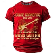  Men's Some Grandpas Take Naps Real Grandpas Play Bass Guitar Then Take A Nap Retro Bassist Vintage Graphic T Shirt Tee Regular Fit Fathers Day Gift Designer Clothing Apparel S M L XL XXL XXXL