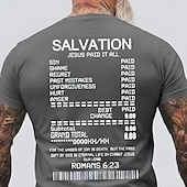  Maglietta con grafica della Bibbia di Salvezza Gesù L'ha Pagato Tutto Ricevuta Fattura Romani 6 23 Versetto Biblico Cristiano Religioso Fede T Shirt Grafica Collo Rotondo Vestibilità Regolare Casual