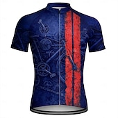preiswerte Radtrikot Herren-Herren Radtrikot Downhill-Trikot Geometrisch Fahhrad Kurzarm Fahhrad Trikot T-Shirt mit 3 Gesäßtaschen UV-beständig Schnelltrocknend Mit Taschen Frontreißverschluss Sport Blau Schwarz Grün Bekleidung