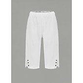 ieftine Pantalonii-Pentru femei Pantaloni Capri Pantaloni Pantaloni scurți de vară 100% Βαμβάκι Șic Stradă Casual Lungime gambă Natural Simplu Buzunar Respirabilitate Απαλό Comfortabil Micro-elastic Casual Purtare