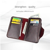 cheap Card Holders &amp; Cases-2 Pack Men's Wallet Vintage Retro Bifold PU Leather Purse, Distressed Riveted Short Wallet with Snap Button Closure, Card Holder for Men Boyfriend Father Gift, Brown/Charcoal