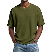 Χαμηλού Κόστους Πλεκτό μπλουζάκι με βάφλα-Άντρες Βάφλα μπλουζάκι Μπλουζάκι μπλουζάκι Κοντομάνικο Λαιμόκοψη V Καλοκαίρι Συμπαγές Χρώμα Μοντέρνα Υψηλής Ποιότητας Καθημερινό Μανίκια Ρεγκλάν Causal Καθημερινά ΕΞΩΤΕΡΙΚΟΥ ΧΩΡΟΥ