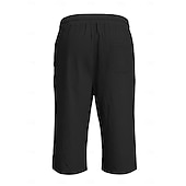 ieftine Vacanţă-Bărbați Pantaloni scurți din in Pantaloni scurți de vară Pantaloni scurți de plajă Cordon Buzunar Talie elastică Culoare solida Confort Respirabil Lungime gambă Casual Zilnic Plajă Vacanță Modă Negru
