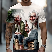 billige 3D T-skjorter-Herre morsom, gal, gammel mann som holder vinglass, lunefull karakter, nyhet, humor, 3D-animasjonsstil, heldekkende t-skjorte, avslappet, korte ermer, fest, pubantrekk, designerklær, s m l xl xxl xxxl