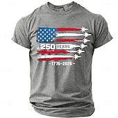 billiga Patriotiska 250 T-shirts-4 juli 2026 250:e Herr Amerikanska amerikanska flaggan Rolig Slang T-shirt Kortärmad T-shirt 3D-tryck Rund hals Skjorta Mode Dagligen Dagligen Gata Blå Ljusblå Grapefruktljung Sommar Vår Kläder S M L