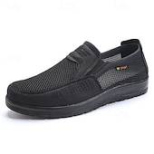 cheap Slip-On Casual Shoes-Men's Gray Slip-On Casual Loafers Breathable Lightweight Comfort Walking Shoes for Daily Wear, Travel, Commuting, Office and Smart Casual Style