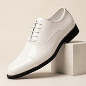 abordables Chaussures Oxford-Chaussures Oxford blanches à lacets pour homme, élégantes et minimalistes, parfaites pour les affaires, les mariages, l'église, les banquets et les occasions formelles.