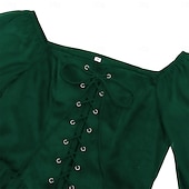 levne Šaty-Středověké Renesanční ozdobný Po kotníky Šaty Dlouhé rukávy Víla Korzet Pevná barva Maškarní kostým Dámské Fantazie předvečer Všech svatých Karneval Plesová maškaráda Renesanční jarmark Retro