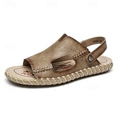 abordables Sandalias de Vacaciones-Sandalias marrones de tiras en el talón para hombre, calzado casual de verano con puntera abierta, ligero y cómodo para actividades al aire libre, ideales para vacaciones en la playa, viajes, uso en resorts, ocio diario y climas cálidos.