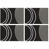 Недорогие Плацент и подставки и тривочки-Черно-белая геометрическая салфетка под тарелку, прямоугольная, из 100% полиэстера, с абстрактным геометрическим узором, можно стирать в машине, термостойкая.