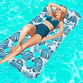 abordables Recreación al Aire Libre-Tumbona inflable acuática, cojín flotante para piscina con estampado hawaiano, cómoda tumbona inflable flotante para piscina con diseño ergonómico, colchoneta flotante de PVC resistente para la