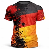 abordables T-shirts et Débardeurs de Course-Maillot de football homme inspiré de l'Allemagne – haut de performance à motif abstrait noir, rouge et or, maille respirante, séchage rapide, protection solaire UPF 50+ – T-shirt de tournoi pour