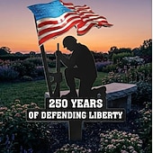cheap U.S. 250th Anniversary-250 Years of Defending Liberty Metal Garden Stake, Patriotic Memorial Day American Flag Yard Sign, Outdoor Lawn Decor for Veterans, Independence Day, Home &amp; Garden Decoration