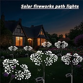 abordables Éclairage paysager-Guirlande lumineuse solaire en forme de pissenlit, effet feu d'artifice - 2 modes d'éclairage pour jardin, pelouse, camping, décoration de fête (1 pièce)
