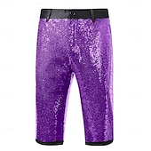 cheap Bottoms-Retro Vintage Disco 1980s Shorts Disco Sequins Fancy Dress Men's Halloween Carnival Performance Bar Adults' Shorts Summer